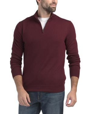 TJ Maxx Merino Wool Long Sleeve Zip Pullover Sweater For - Red
