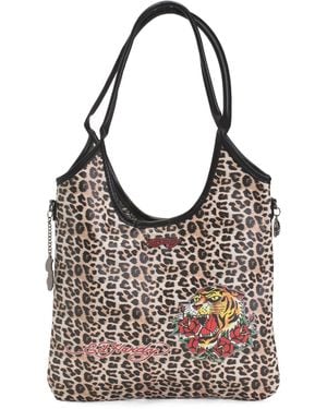 TJ Maxx Designed Tote With Skull Charm, Leather - Gray