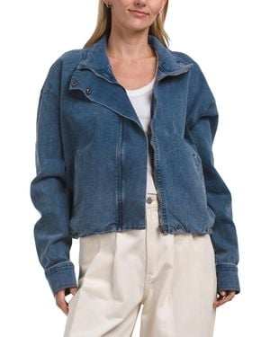 TJ Maxx Denim Bomber Jacket, Spandex/Cotton/Polyester - Blue