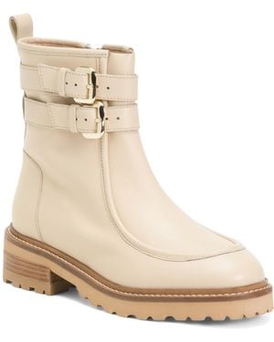 TJ Maxx Leather Bennie Chunky Boots For Leather - Natural