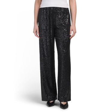 TJ Maxx Petite Straight Leg Sequin Pants For Nylon/Spandex/Polyester - Black