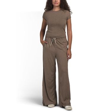 TJ Maxx 2Pc Everyday Comfort Heathered T-Shirt And Sweatpants Set, Spandex/Polyester/Rayon - Brown