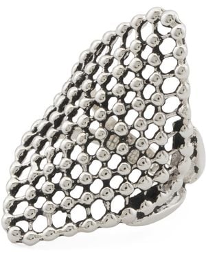 TJ Maxx Sterling Plated Mesh Diamond Shape Ring - White