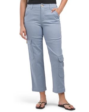 TJ Maxx Solution Skyrise Straight Leg Pants With Patch Pockets For Spandex/Cotton - Blue