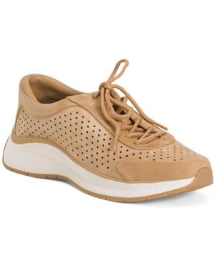 TJ Maxx Suede Adapt Perforated Casual Athletic Shoes For Leather/Suede - Natural
