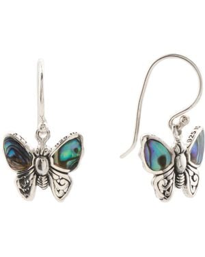 TJ Maxx Sterling Abalone Butterfly Drop Earrings - Metallic