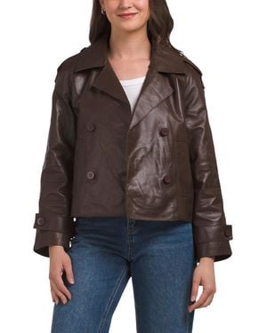 TJ Maxx Leather Hanna Coat For Nylon/Polyester/Leather - Brown