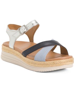 TJ Maxx Wide Leather Mar Comfort Sandals For - Metallic