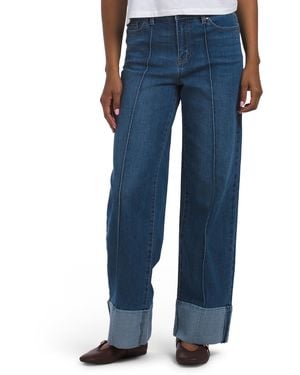 TJ Maxx High Rise Wide Leg Jeans With Seaming And Wide Cuffs For Spandex/Cotton/Polyester - Blue