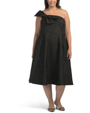 TJ Maxx Plus Stretch Brocade One Shoulder Dress For Polyester - Black