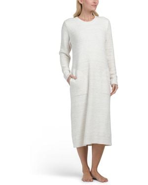 TJ Maxx Heathered Marshmallow Crew Neck Lounge Dress Pocket For Nylon/Polyester - Gray