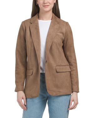 TJ Maxx Faux Suede Blazer, Spandex/Polyester/Suede - Brown