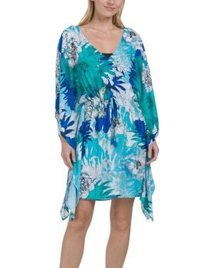 TJ Maxx June Short Tunic Cover-Up For Viscose - Blue