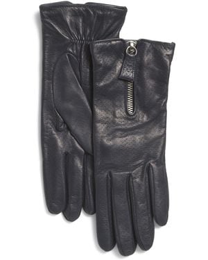 TJ Maxx Leather Px Gloves With Wool And Cashmere Blend Lining And Zipper For Nylon/Leather/Wool - Gray
