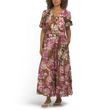 TJ Maxx Floral Printed Wrap Dress For Nylon/Polyester/Rayon - Purple