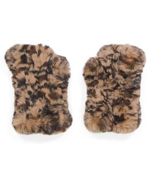 TJ Maxx Misty Faux Fur Fingerless Gloves For Polyester - Natural