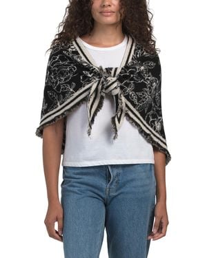 TJ Maxx Reversible Deco Flower Jacquard Scarf For Polyester - Gray