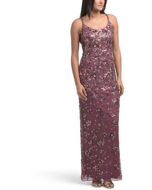 TJ Maxx Sleeveless Beaded Gown For Polyester - Purple