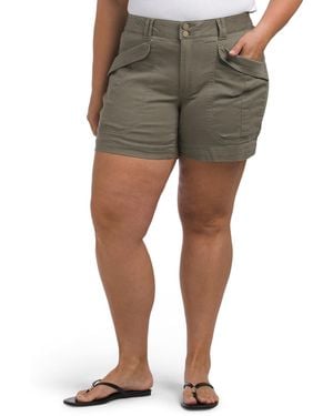 TJ Maxx Plus Ab Solution High Rise Double Button Utility Shorts For Spandex/Cotton - Green