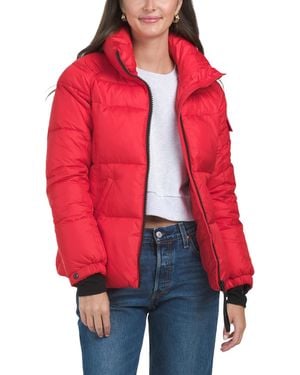 TJ Maxx Shine Hooded Puffer Coat, Nylon/Polyester - Red