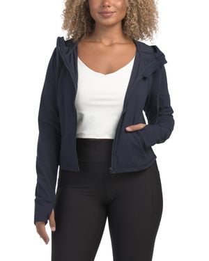 TJ Maxx Cropped Front Zip Hooded Jacket For Spandex/Polyester - Blue