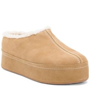 TJ Maxx Suede Torrence Platform Faux Fur Lined Clogs For - Natural