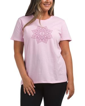 TJ Maxx Mandala Short Sleeve Crew Neck Graphic Knit T-Shirt Shirt For Cotton - Red