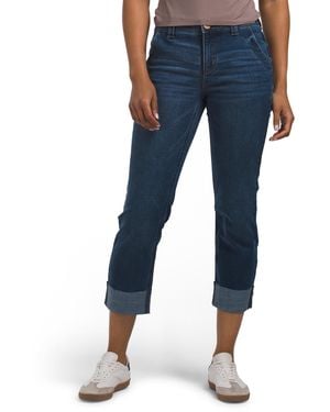 TJ Maxx Ab Technology Raw Cuff Boyfriend Jeans For Spandex/Cotton/Polyester - Blue