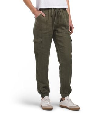 TJ Maxx Linen Sweatpants With Two Cargo Thigh Pockets For - Green
