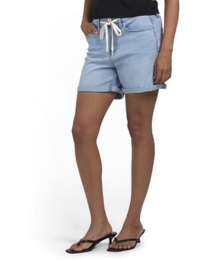 TJ Maxx High Rise Shoe String Cuffed Shorts, Spandex/Cotton/Polyester - Blue