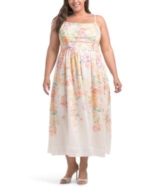TJ Maxx Sleeveless Placement Print Maxi Dress For Nylon/Polyester/Linen - Pink