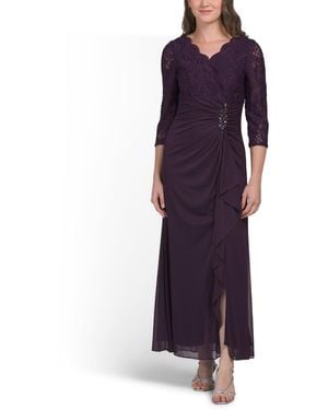 TJ Maxx Petite Empire Waist Lace And Mesh Dress For Nylon/Spandex/Polyester - Purple