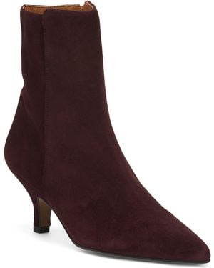 TJ Maxx Suede Kitten Heel Booties With Suede Wrapped Heel For - Purple