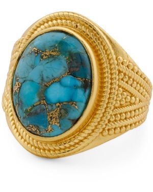 TJ Maxx 18Kt Plated Mohave Oval Ring - Blue