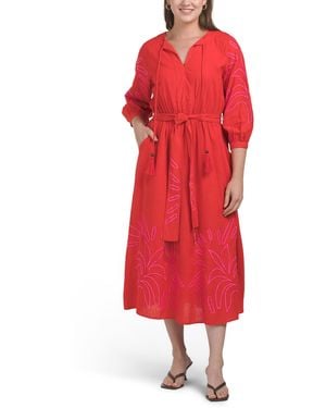 TJ Maxx Eliza Embroidered Long Sleeve Maxi Dress For Cotton/Polyester