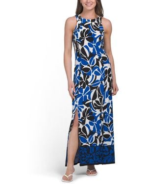 TJ Maxx Slit Leg Maxi Dress For Spandex/Polyester - Blue