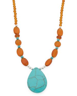 TJ Maxx And Amber Beaded Necklace - Blue