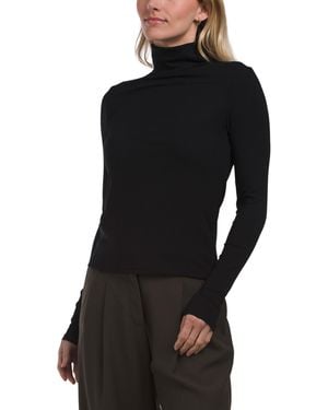 TJ Maxx Wool Blend Long Sleeve Turtleneck Top For Spandex/Wool - Black