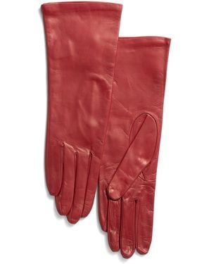 TJ Maxx Leather Basic Gloves With Silk Lining For - Red