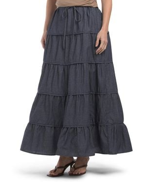 TJ Maxx Tiered Maxi Skirt For Cotton/Polyester - Blue