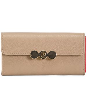 TJ Maxx Leather Half Flap Wallet With Tone Hardware, Leather - Natural
