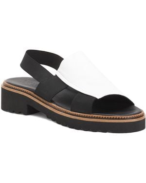 TJ Maxx Leather Amy Slingback Lug Sole Flats For - Black