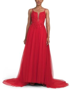 TJ Maxx Floral Embroidered Mesh Dress For Polyester