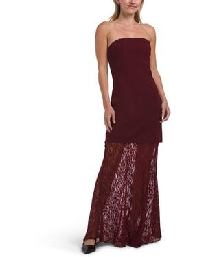 TJ Maxx Strapless Fold Over Twofer Dress With Lace Skirt For Nylon/Spandex/Polyester - Red