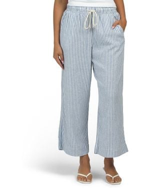 TJ Maxx Linen Blend Pull On Pants With Channeled Rope Drawcord For Linen/Viscose/Rayon - Blue