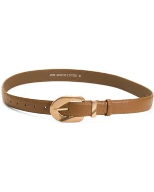 TJ Maxx Leather Croc Embossed Belt With Tone Wavy Buckle For Leather - Brown