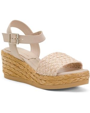 TJ Maxx Leather Carissa Wedge Sandals For Leather - Natural