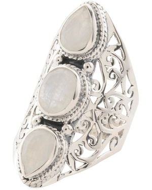 TJ Maxx Sterling Moonstone Scroll Ring - White