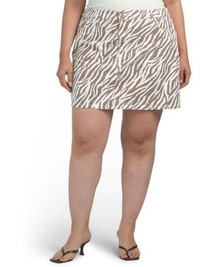 TJ Maxx Plus Animal Printed Mini Skirt For Cotton - White