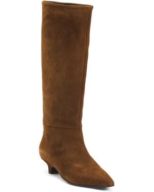 TJ Maxx Suede High Shaft Boots With Kitten Heel For - Brown